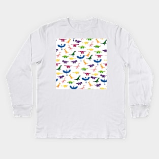 Tiny Colorful Gouache Dinosaurs Pattern Kids Long Sleeve T-Shirt